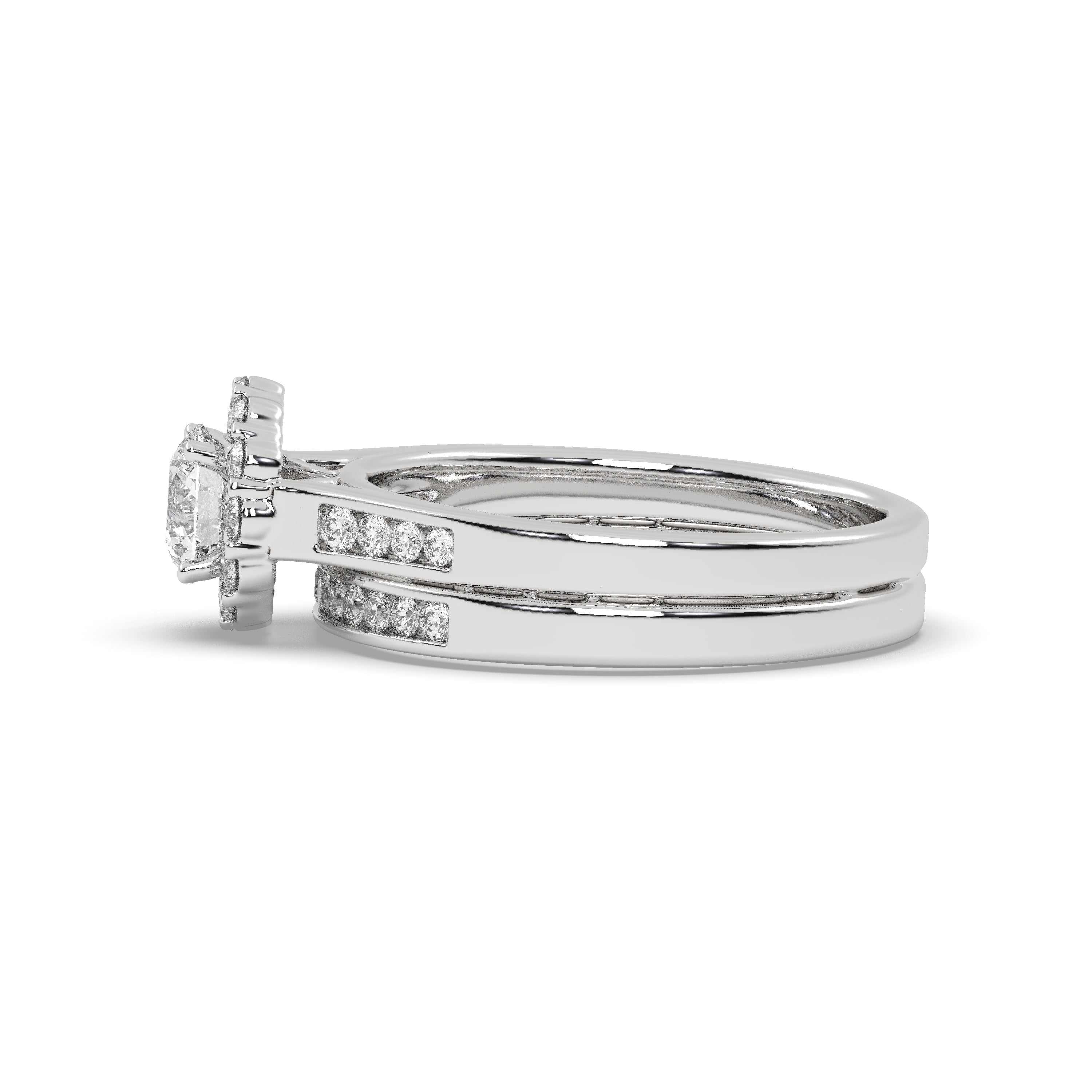 White Gold Studded 1.246 Carat Lab Grown Diamond Ring-E Color VS2 Clarity.